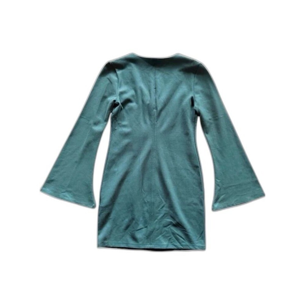 Forever 21 Deep Teal V-Neck Bell Sleeve Mini Dress M - Picture 3 of 4